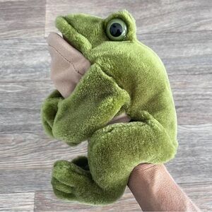 Folkmanis Bullfrog Folktails Hand Puppet Cute Green Frog Plush Puppet